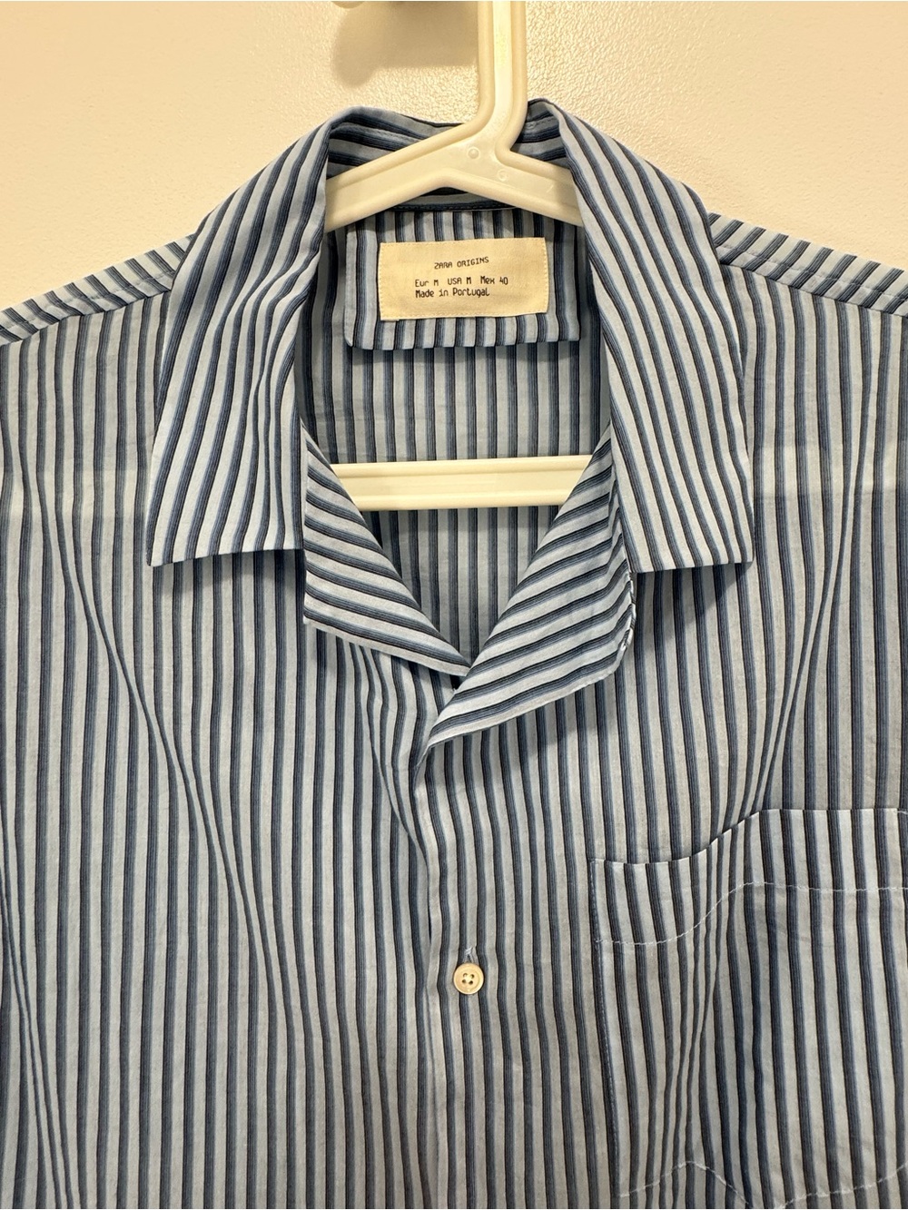 Zara Men Cotton Silk Blend Striped Short Sleeves Button-Up Shirt